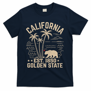 California Cali Bear Vintage EST 1850 Golden State T-Shirt - Navy