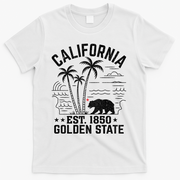 California Cali Bear Vintage EST 1850 Golden State T-Shirt - White