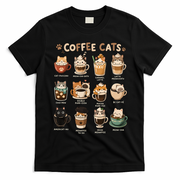 Coffee Cats Cute Cat Inspired Funny T-Shirt - Black