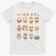 Coffee Cats Cute Cat Inspired Funny T-Shirt - White