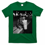 Cool Cat with Iced Coffee Sunglasses Fan Art T-Shirt - Irish Green
