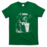 Cool Dog Sunglasses Drinking Ice Coffee Graphic T-Shirt - Irish Green