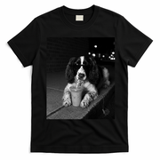 Cool Dog with Sunglasses and Iced Coffee Vibes T-Shirt - Black