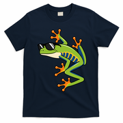Cool Fun Cartoon Frog Sunglasses Summer Beach T-Shirt - Navy Blue