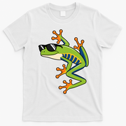 Cool Fun Cartoon Frog Sunglasses Summer Beach T-Shirt - White