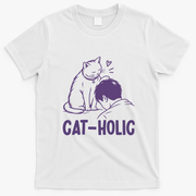 Cat-Holic Funny Cat Lover T-Shirt - White