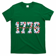 Cute Floral Flower Varsity Style 1776 America USA  T-Shirt - Green