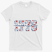Cute Floral Flower Varsity Style 1776 America USA  T-Shirt - White