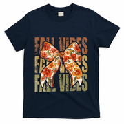 Coquette Floral Fall Vibes Autumn T-Shirt - Navy