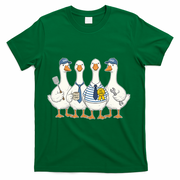 Cute Funny Father's Day Goose Group T-Shirt - Green