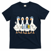 Cute Funny Father's Day Goose Group T-Shirt - Navy