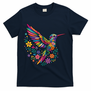 Cute Floral Humming Bird Animal Lover Spring T-Shirt - Navy