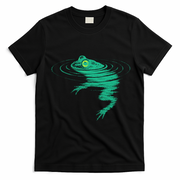 Cosmic Frog In Water Ripples Nature Wildlife T-Shirt - Black