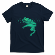 Cosmic Frog In Water Ripples Nature Wildlife T-Shirt - Navy Blue
