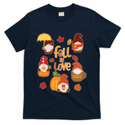 Cute Fall In Love Autumn Gnomes T-Shirt - Navy