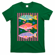 Colors Fish Retro Striped Summer Beach Life Vacation T-Shirt - Irish Green