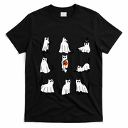 Cute Ghost Cat Funny Halloween Outfit Costumes Black Cat T-Shirt - Black