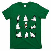 Cute Ghost Cat Funny Halloween Outfit Costumes Black Cat T-Shirt - Irish Green