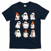 Cute Halloween Ghost Vibes Spooky Autumn Gift T-Shirt - Navy
