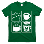 Coffee Is My Safe Place Cat Meme T-Shirt - Green