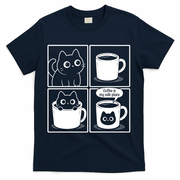 Coffee Is My Safe Place Cat Meme T-Shirt - Navy
