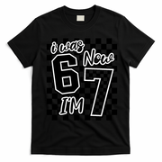 Checkered I Was 6 Now I'm 7 Birthday Seven Years Old T-Shirt - Black