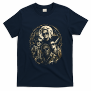 Classic Monsters in Sunglasses Halloween Party Vibes T-Shirt - Navy Blue