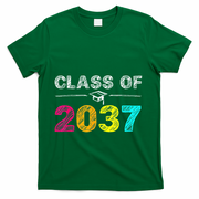 Class Of 2037 Grow With Me First Day Of School Graduation T-Shirt - Green