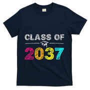 Class Of 2037 Grow With Me First Day Of School Graduation T-Shirt - Navy
