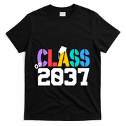 Class Of 2037 Grow With Me First Day Of School Graduation V T-Shirt - Black