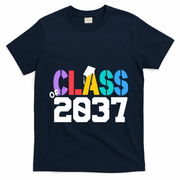 Class Of 2037 Grow With Me First Day Of School Graduation V T-Shirt - Navy