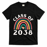 Class Of 2038 Graduation Kindergarten 2038 School Rainbow Gift T-Shirt - Black