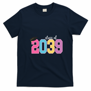 Class Of 2039 Grow With Me Pre-K 12th Grade Graduation T-Shirt - Navy Blue