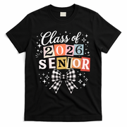 Class Of 2026 Senior Plaid Bow T-Shirt - Black