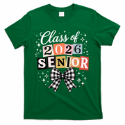 Class Of 2026 Senior Plaid Bow T-Shirt - Green