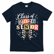 Class Of 2026 Senior Plaid Bow T-Shirt - Navy