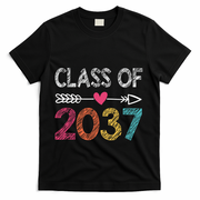Class Of 2037 Kindergarten Pre K Grow With Me Graduation T-Shirt - Black