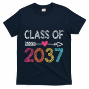 Class Of 2037 Kindergarten Pre K Grow With Me Graduation T-Shirt - Navy