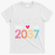 Class Of 2037 Kindergarten Pre K Grow With Me Graduation T-Shirt - White