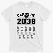 Class Of 2038 Grow With Me Checklist Prek To 12th Grade Gift T-Shirt - White