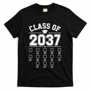 Class Of 2037 Grow With Me Checklist Kindergarten 12th Grade T-Shirt - Black