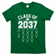Class Of 2037 Grow With Me Checklist Kindergarten 12th Grade T-Shirt - Green