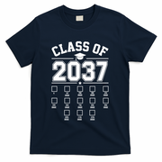 Class Of 2037 Grow With Me Checklist Kindergarten 12th Grade T-Shirt - Navy