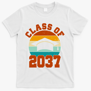 Class Of 2037 Kindergarten Graduation Retro T-Shirt - White