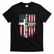 Class Of 2027 Senior Pride American Flag Graduation T-Shirt - Black