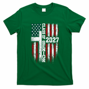 Class Of 2027 Senior Pride American Flag Graduation T-Shirt - Irish Green