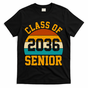 Class Of 2036 Senior Retro Sunset T-Shirt - Black