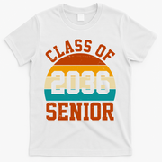 Class Of 2036 Senior Retro Sunset T-Shirt - White