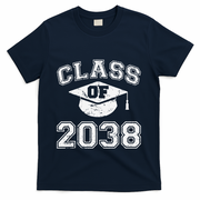 Class Of 2038 Grow With Me Graduation First Day Of School Gift T-Shirt - Navy