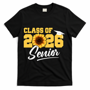 Class Of 2026 Senior Sunflower Last First Day Graduation T-Shirt - Black